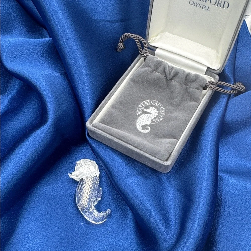 Waterford Crystal Seahorse Pin; NIB in original case and pouch.